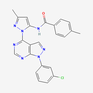 N-(1-(1-(3-chlorophenyl)-1H-pyrazolo[3,4-d]pyrimidin-4-yl)-3-methyl-1H-pyrazol-5-yl)-4-methylbenzamide