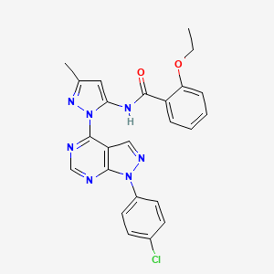 molecular formula C24H20ClN7O2 B11265643 N-{1-[1-(4-chlorophenyl)-1H-pyrazolo[3,4-d]pyrimidin-4-yl]-3-methyl-1H-pyrazol-5-yl}-2-ethoxybenzamide 