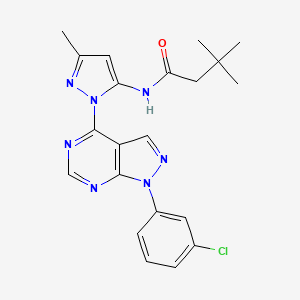 N-{1-[1-(3-chlorophenyl)-1H-pyrazolo[3,4-d]pyrimidin-4-yl]-3-methyl-1H-pyrazol-5-yl}-3,3-dimethylbutanamide