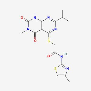 2-((2-isopropyl-6,8-dimethyl-5,7-dioxo-5,6,7,8-tetrahydropyrimido[4,5-d]pyrimidin-4-yl)thio)-N-(4-methylthiazol-2-yl)acetamide