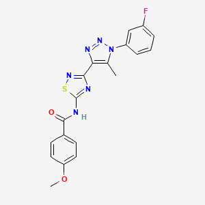 N-{3-[1-(3-fluorophenyl)-5-methyl-1H-1,2,3-triazol-4-yl]-1,2,4-thiadiazol-5-yl}-4-methoxybenzamide