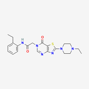 molecular formula C21H26N6O2S B11265697 N-(2-ethylphenyl)-2-[2-(4-ethylpiperazin-1-yl)-7-oxo[1,3]thiazolo[4,5-d]pyrimidin-6(7H)-yl]acetamide 