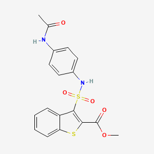 molecular formula C18H16N2O5S2 B11265713 Methyl 3-[(4-acetamidophenyl)sulfamoyl]-1-benzothiophene-2-carboxylate 