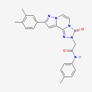 molecular formula C24H22N6O2 B11265715 2-[11-(3,4-dimethylphenyl)-5-oxo-3,4,6,9,10-pentazatricyclo[7.3.0.02,6]dodeca-1(12),2,7,10-tetraen-4-yl]-N-(4-methylphenyl)acetamide 