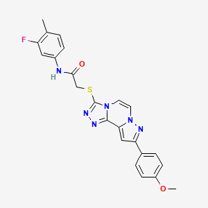 molecular formula C23H19FN6O2S B11265729 N-(3-Fluoro-4-methylphenyl)-2-{[9-(4-methoxyphenyl)pyrazolo[1,5-A][1,2,4]triazolo[3,4-C]pyrazin-3-YL]sulfanyl}acetamide 