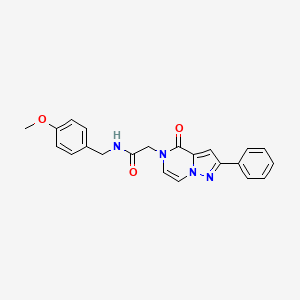 molecular formula C22H20N4O3 B11265735 N-(4-methoxybenzyl)-2-(4-oxo-2-phenylpyrazolo[1,5-a]pyrazin-5(4H)-yl)acetamide 