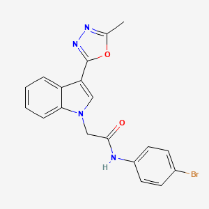 molecular formula C19H15BrN4O2 B11265736 N-(4-bromophenyl)-2-[3-(5-methyl-1,3,4-oxadiazol-2-yl)-1H-indol-1-yl]acetamide 