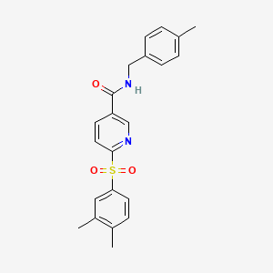 molecular formula C22H22N2O3S B11265742 6-[(3,4-dimethylphenyl)sulfonyl]-N-(4-methylbenzyl)pyridine-3-carboxamide CAS No. 1326895-35-5