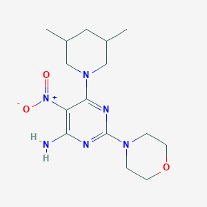 molecular formula C15H24N6O3 B11265750 6-(3,5-Dimethylpiperidin-1-yl)-2-(morpholin-4-yl)-5-nitropyrimidin-4-amine 