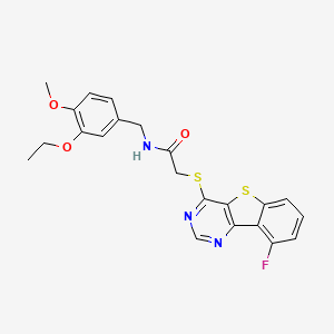 N-(3-Ethoxy-4-methoxybenzyl)-2-[(9-fluoro[1]benzothieno[3,2-D]pyrimidin-4-YL)sulfanyl]acetamide