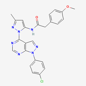 molecular formula C24H20ClN7O2 B11265773 N-{1-[1-(4-chlorophenyl)-1H-pyrazolo[3,4-d]pyrimidin-4-yl]-3-methyl-1H-pyrazol-5-yl}-2-(4-methoxyphenyl)acetamide 