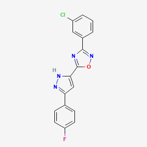 3-(3-chlorophenyl)-5-[3-(4-fluorophenyl)-1H-pyrazol-5-yl]-1,2,4-oxadiazole