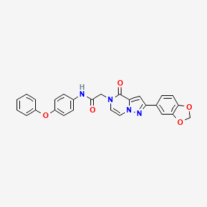 molecular formula C27H20N4O5 B11265778 2-[2-(1,3-benzodioxol-5-yl)-4-oxopyrazolo[1,5-a]pyrazin-5(4H)-yl]-N-(4-phenoxyphenyl)acetamide 