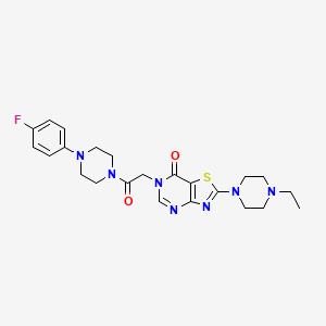 molecular formula C23H28FN7O2S B11265800 2-(4-ethylpiperazin-1-yl)-6-{2-[4-(4-fluorophenyl)piperazin-1-yl]-2-oxoethyl}[1,3]thiazolo[4,5-d]pyrimidin-7(6H)-one 