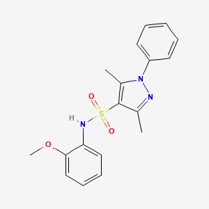 molecular formula C18H19N3O3S B11265813 N-(2-methoxyphenyl)-3,5-dimethyl-1-phenyl-1H-pyrazole-4-sulfonamide 