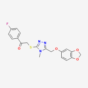 2-({5-[(1,3-benzodioxol-5-yloxy)methyl]-4-methyl-4H-1,2,4-triazol-3-yl}sulfanyl)-1-(4-fluorophenyl)ethanone