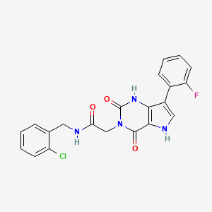 molecular formula C21H16ClFN4O3 B11265926 N-(2-chlorobenzyl)-2-(7-(2-fluorophenyl)-2,4-dioxo-1H-pyrrolo[3,2-d]pyrimidin-3(2H,4H,5H)-yl)acetamide 