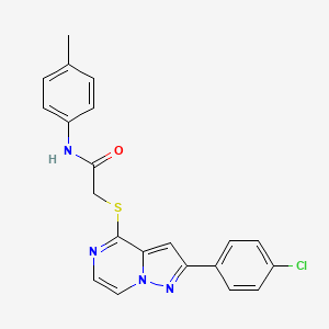 molecular formula C21H17ClN4OS B11265964 2-{[2-(4-chlorophenyl)pyrazolo[1,5-a]pyrazin-4-yl]sulfanyl}-N-(4-methylphenyl)acetamide 