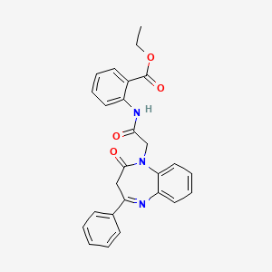 molecular formula C26H23N3O4 B11265979 ethyl 2-{[(2-oxo-4-phenyl-2,3-dihydro-1H-1,5-benzodiazepin-1-yl)acetyl]amino}benzoate 