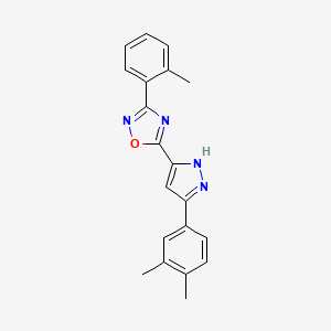 molecular formula C20H18N4O B11265981 5-[3-(3,4-dimethylphenyl)-1H-pyrazol-5-yl]-3-(2-methylphenyl)-1,2,4-oxadiazole 