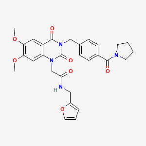 2-(6,7-dimethoxy-2,4-dioxo-3-(4-(pyrrolidine-1-carbonyl)benzyl)-3,4-dihydroquinazolin-1(2H)-yl)-N-(furan-2-ylmethyl)acetamide