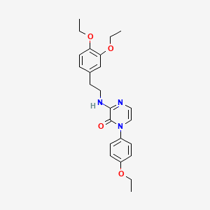 molecular formula C24H29N3O4 B11266018 3-((3,4-diethoxyphenethyl)amino)-1-(4-ethoxyphenyl)pyrazin-2(1H)-one 