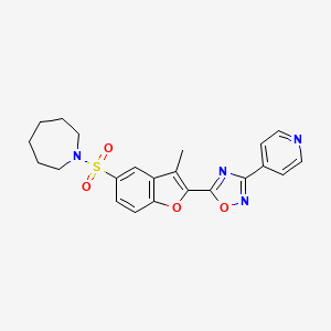 molecular formula C22H22N4O4S B11266061 1-({3-Methyl-2-[3-(pyridin-4-yl)-1,2,4-oxadiazol-5-yl]-1-benzofuran-5-yl}sulfonyl)azepane 