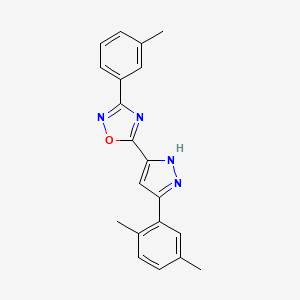 molecular formula C20H18N4O B11266081 5-[3-(2,5-dimethylphenyl)-1H-pyrazol-5-yl]-3-(3-methylphenyl)-1,2,4-oxadiazole 