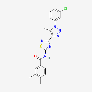 molecular formula C20H17ClN6OS B11266103 N-{3-[1-(3-chlorophenyl)-5-methyl-1H-1,2,3-triazol-4-yl]-1,2,4-thiadiazol-5-yl}-3,4-dimethylbenzamide 