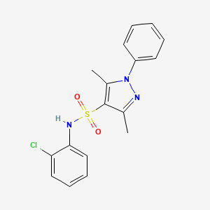 molecular formula C17H16ClN3O2S B11266118 N-(2-chlorophenyl)-3,5-dimethyl-1-phenyl-1H-pyrazole-4-sulfonamide 