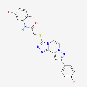 molecular formula C22H16F2N6OS B11266122 N-(5-fluoro-2-methylphenyl)-2-((9-(4-fluorophenyl)pyrazolo[1,5-a][1,2,4]triazolo[3,4-c]pyrazin-3-yl)thio)acetamide 