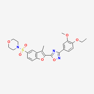 molecular formula C24H25N3O7S B11266141 4-({2-[3-(4-Ethoxy-3-methoxyphenyl)-1,2,4-oxadiazol-5-yl]-3-methyl-1-benzofuran-5-yl}sulfonyl)morpholine 