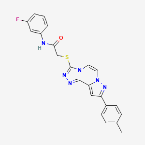 molecular formula C22H17FN6OS B11266173 N-(3-fluorophenyl)-2-{[9-(4-methylphenyl)pyrazolo[1,5-a][1,2,4]triazolo[3,4-c]pyrazin-3-yl]thio}acetamide 