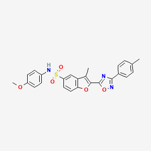 molecular formula C25H21N3O5S B11266176 N-(4-methoxyphenyl)-3-methyl-2-[3-(4-methylphenyl)-1,2,4-oxadiazol-5-yl]-1-benzofuran-5-sulfonamide 