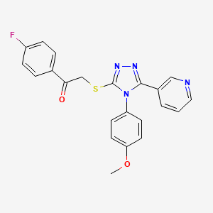 molecular formula C22H17FN4O2S B11266183 1-(4-fluorophenyl)-2-{[4-(4-methoxyphenyl)-5-(pyridin-3-yl)-4H-1,2,4-triazol-3-yl]sulfanyl}ethan-1-one 