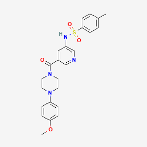 molecular formula C24H26N4O4S B11266240 N-(5-(4-(4-methoxyphenyl)piperazine-1-carbonyl)pyridin-3-yl)-4-methylbenzenesulfonamide 