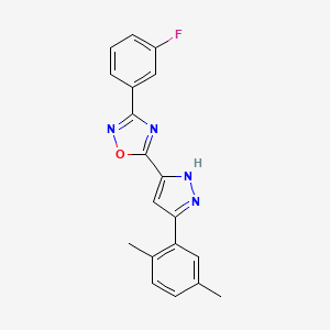 molecular formula C19H15FN4O B11266292 5-[3-(2,5-dimethylphenyl)-1H-pyrazol-5-yl]-3-(3-fluorophenyl)-1,2,4-oxadiazole 