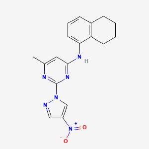 molecular formula C18H18N6O2 B11266310 6-methyl-2-(4-nitro-1H-pyrazol-1-yl)-N-(5,6,7,8-tetrahydronaphthalen-1-yl)pyrimidin-4-amine 