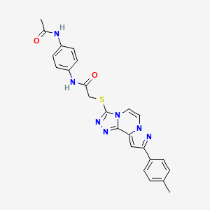 molecular formula C24H21N7O2S B11266369 N-(4-acetamidophenyl)-2-((9-(p-tolyl)pyrazolo[1,5-a][1,2,4]triazolo[3,4-c]pyrazin-3-yl)thio)acetamide 