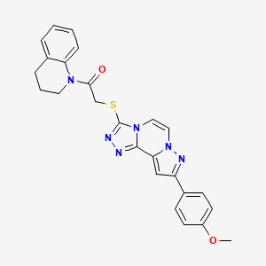 molecular formula C25H22N6O2S B11266383 1-(3,4-dihydroquinolin-1(2H)-yl)-2-((9-(4-methoxyphenyl)pyrazolo[1,5-a][1,2,4]triazolo[3,4-c]pyrazin-3-yl)thio)ethanone 