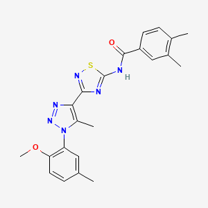 molecular formula C22H22N6O2S B11266384 N-{3-[1-(2-methoxy-5-methylphenyl)-5-methyl-1H-1,2,3-triazol-4-yl]-1,2,4-thiadiazol-5-yl}-3,4-dimethylbenzamide 