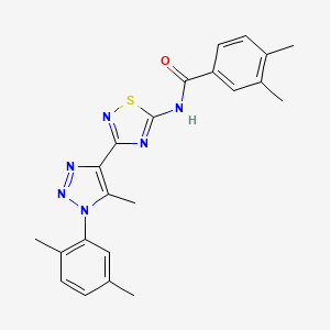 molecular formula C22H22N6OS B11266405 N-{3-[1-(2,5-dimethylphenyl)-5-methyl-1H-1,2,3-triazol-4-yl]-1,2,4-thiadiazol-5-yl}-3,4-dimethylbenzamide 