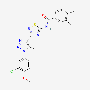 molecular formula C21H19ClN6O2S B11266434 N-{3-[1-(3-chloro-4-methoxyphenyl)-5-methyl-1H-1,2,3-triazol-4-yl]-1,2,4-thiadiazol-5-yl}-3,4-dimethylbenzamide 