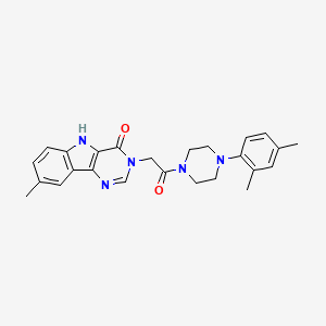 molecular formula C25H27N5O2 B11266438 3-{2-[4-(2,4-dimethylphenyl)piperazin-1-yl]-2-oxoethyl}-8-methyl-3,5-dihydro-4H-pyrimido[5,4-b]indol-4-one 