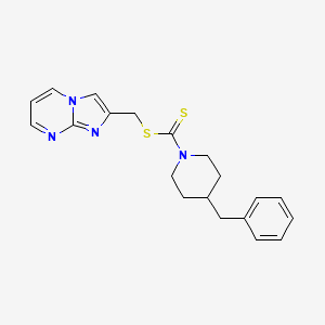 molecular formula C20H22N4S2 B11266449 Imidazo[1,2-a]pyrimidin-2-ylmethyl 4-benzylpiperidine-1-carbodithioate 