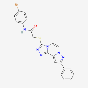 molecular formula C21H15BrN6OS B11266474 N-(4-bromophenyl)-2-((9-phenylpyrazolo[1,5-a][1,2,4]triazolo[3,4-c]pyrazin-3-yl)thio)acetamide 