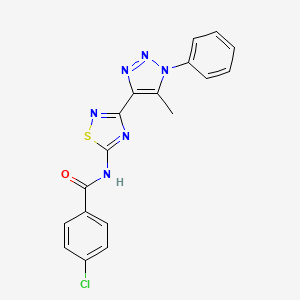 4-chloro-N-[3-(5-methyl-1-phenyl-1H-1,2,3-triazol-4-yl)-1,2,4-thiadiazol-5-yl]benzamide