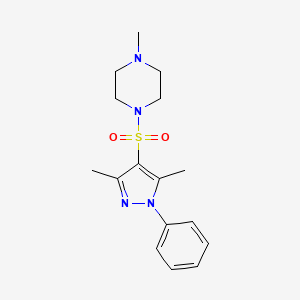 molecular formula C16H22N4O2S B11266511 1-[(3,5-dimethyl-1-phenyl-1H-pyrazol-4-yl)sulfonyl]-4-methylpiperazine 