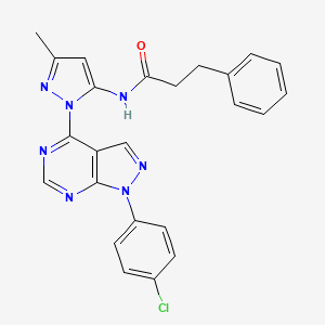 N-{1-[1-(4-chlorophenyl)-1H-pyrazolo[3,4-d]pyrimidin-4-yl]-3-methyl-1H-pyrazol-5-yl}-3-phenylpropanamide