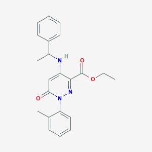 Ethyl 6-oxo-4-((1-phenylethyl)amino)-1-(o-tolyl)-1,6-dihydropyridazine-3-carboxylate